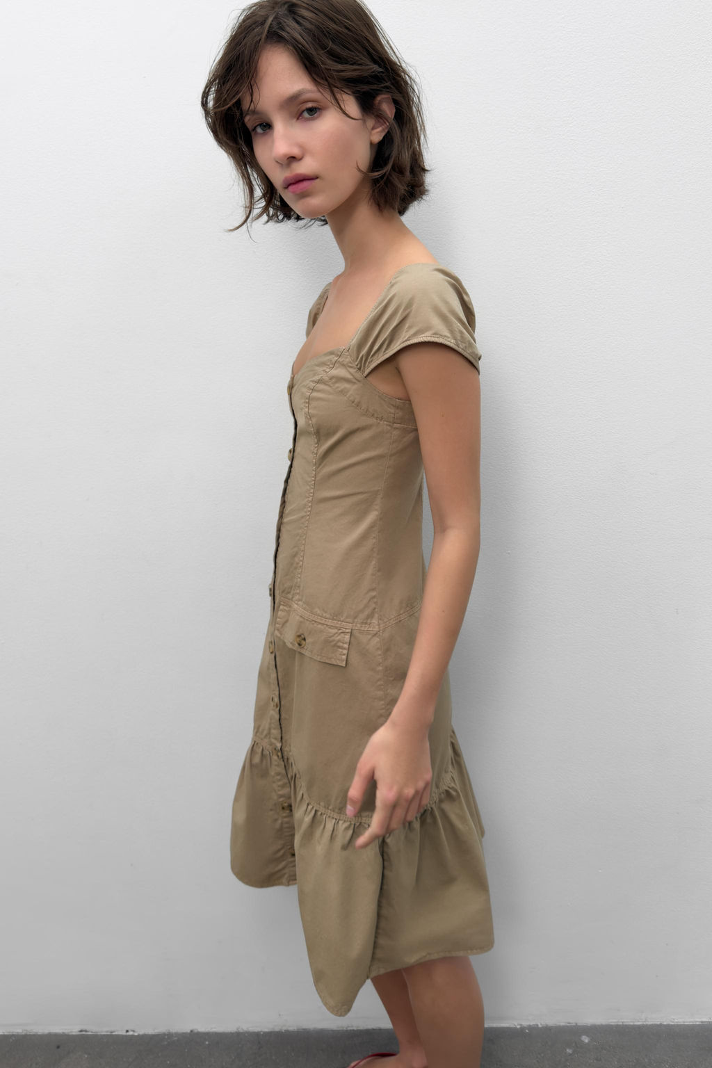 VESTIDO MIDI BOTONES / Oliva - Zara фото 4