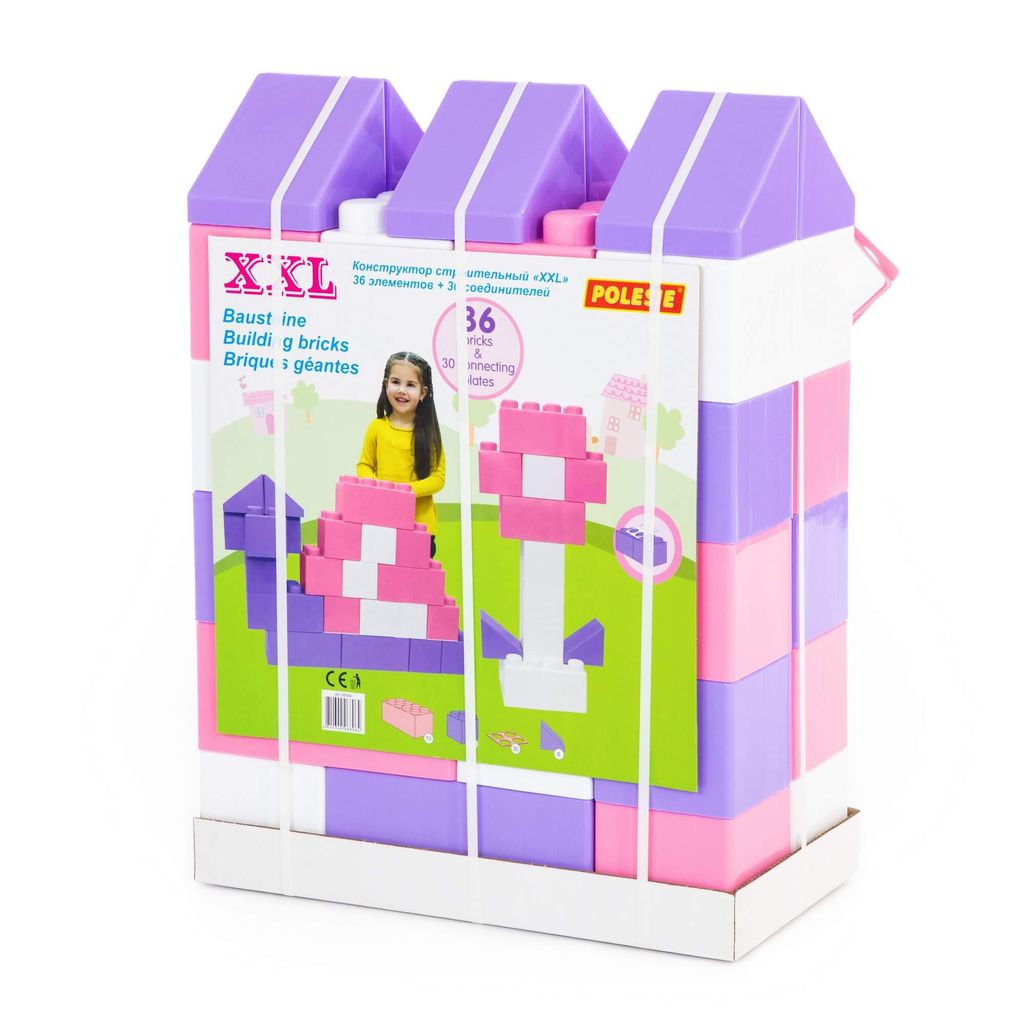 Конструктор строительный XXL, 36 элементов (v2) + соединитель (30 элементов) - Полесье фото 7