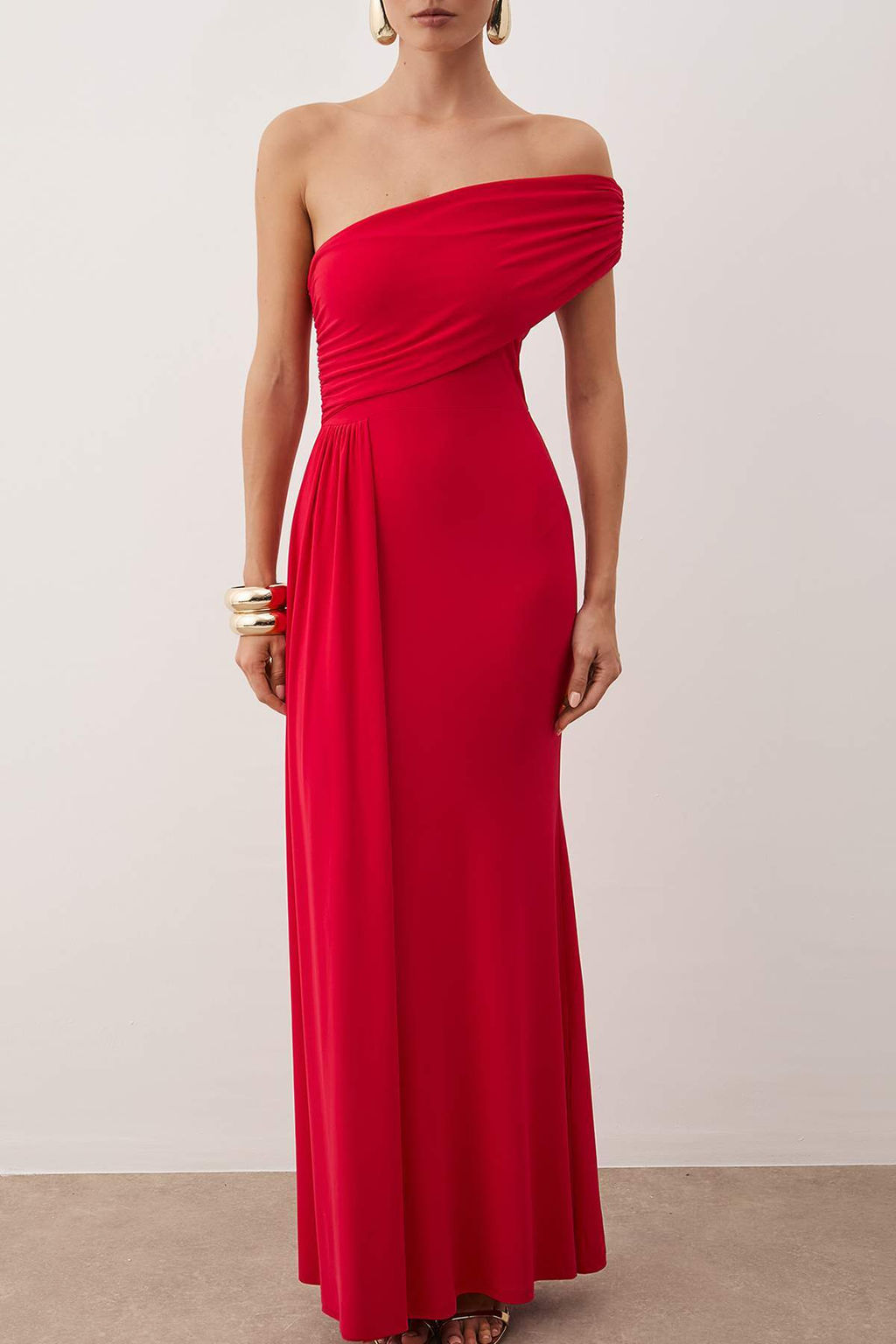 TRENDYOLMILLA Siyah Vucuda Oturan Asimetrik Yaka Bel Detayl? Dokuma Uzun S?k Abiye Elbise TPRSS24AE00225  фото 7