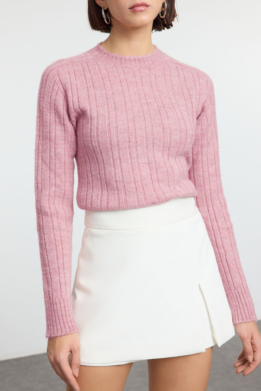 Somon Yumusak Dokulu Dik Yaka Regular Triko Kazak TEDAW25KZ00041 - Trendyolmilla фото 14