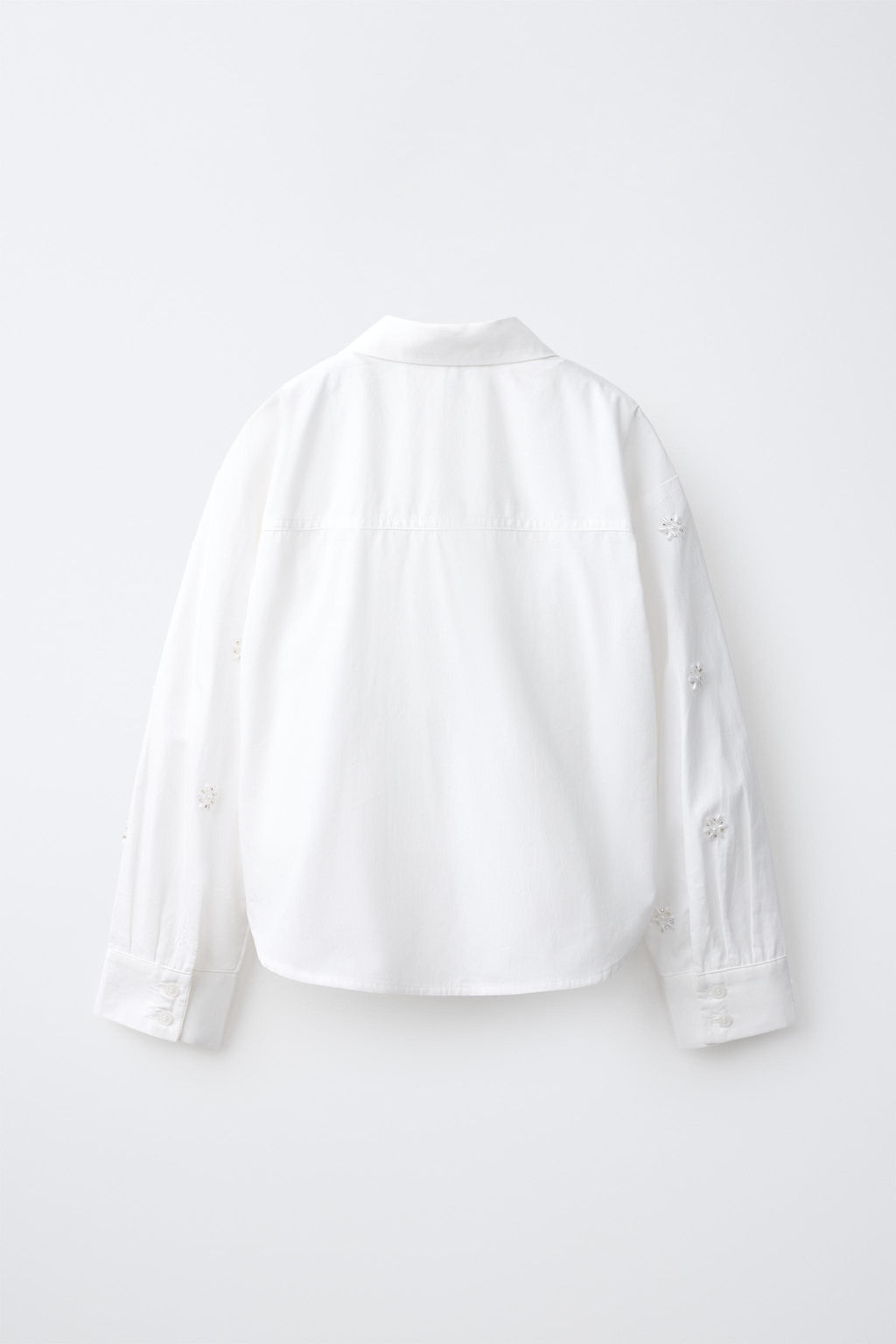 PACK CAMISA Y TOP FRUNCIDO RAYAS Y APLIQUE ABALORIOS / Blanco - Zara фото 3