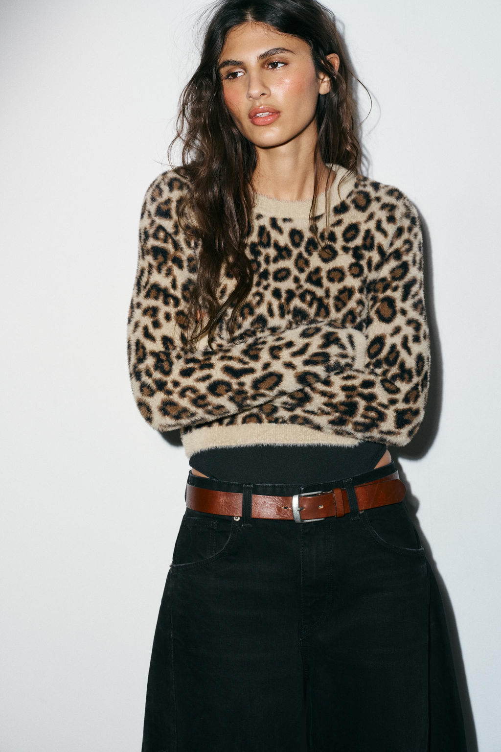 ANIMAL PRINT FAUX FUR KNIT JUMPER - Zara фото 4