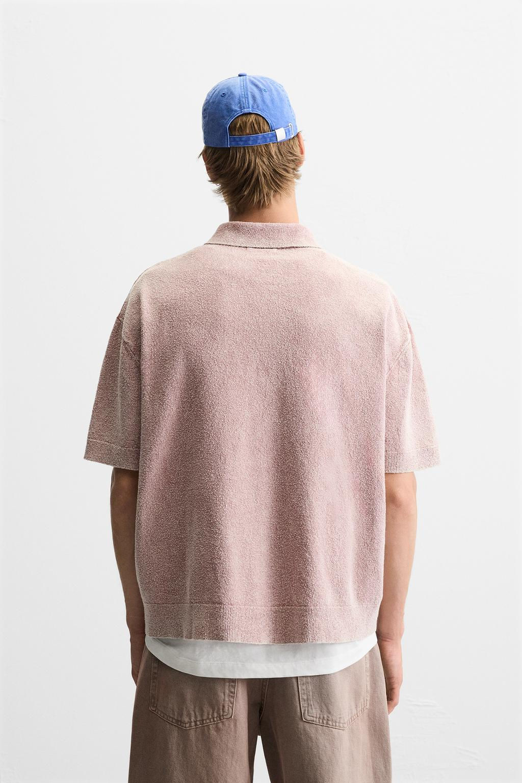 WASHED BOUCLE KNIT POLO SHIRT - Zara фото 3