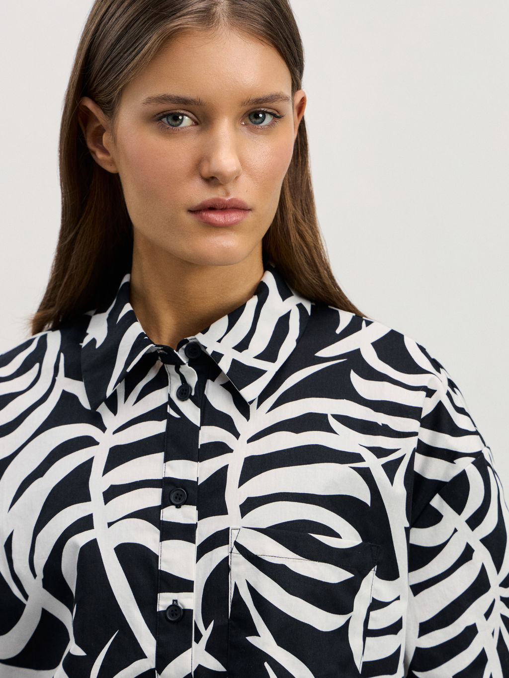 Рубашка из хлопка с принтом / Zarina  фото 6