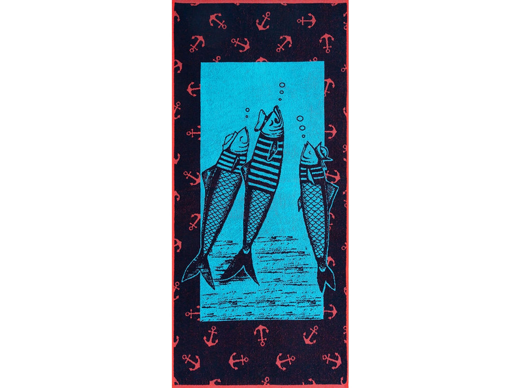 Полотенце махровое 6с102.411ж1 Сардины New(3-бир-т.син) 67х150см