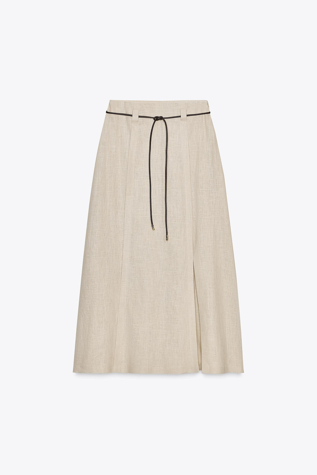 LINEN BLEND MIDI SKIRT WITH BELT - Zara фото 4