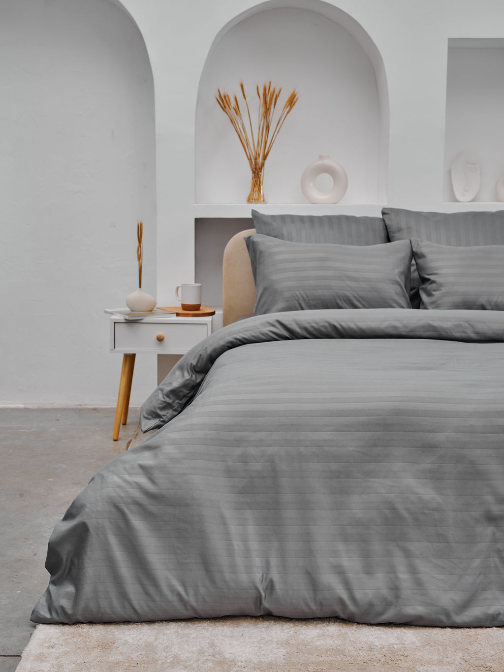 Пододеяльник Микрофибра Страйп - Светлый серый 150х215