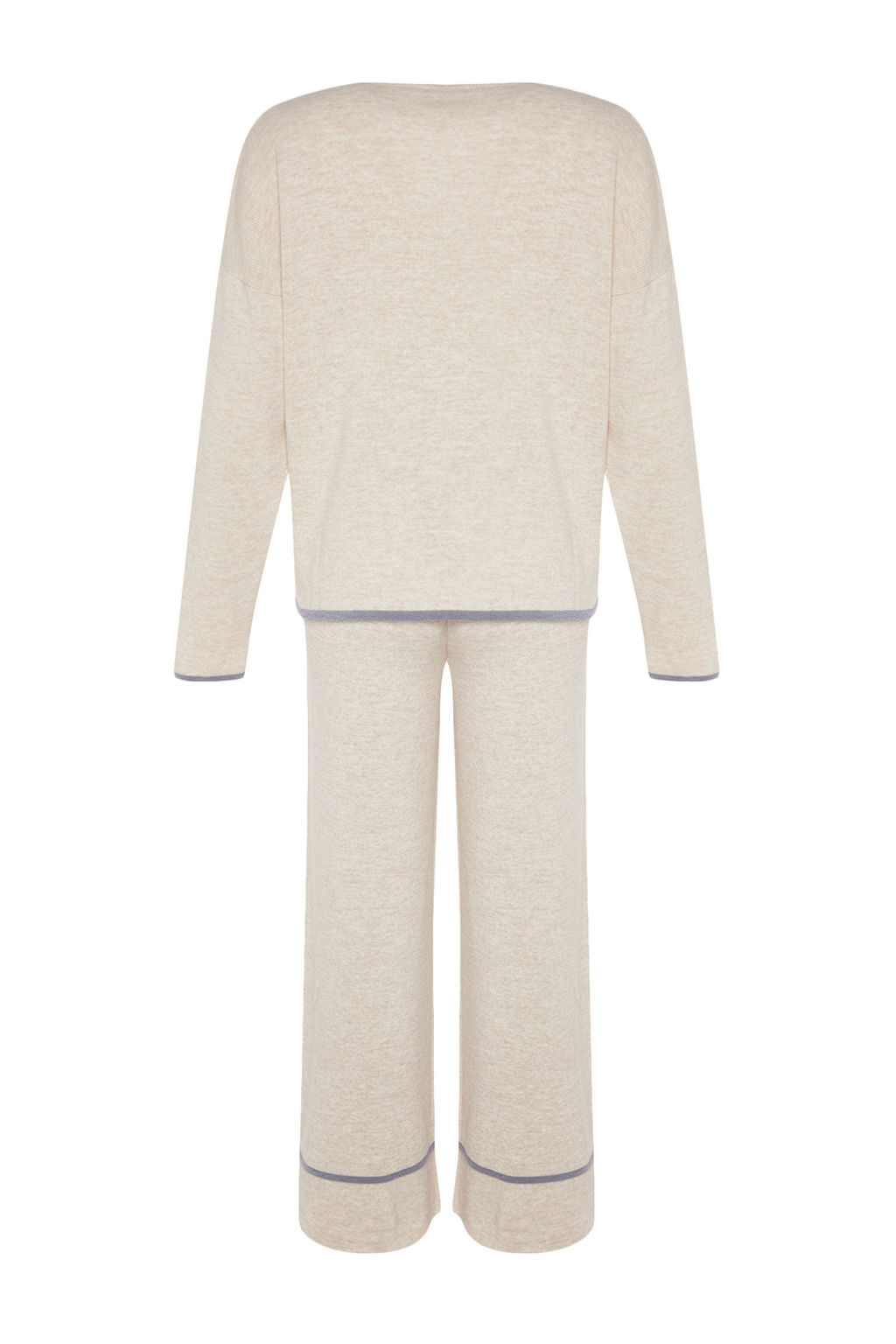 Bej Genis Kal?p Tuylu Iplik Triko Alt-Ust Tak?m TWOAW24AU00099