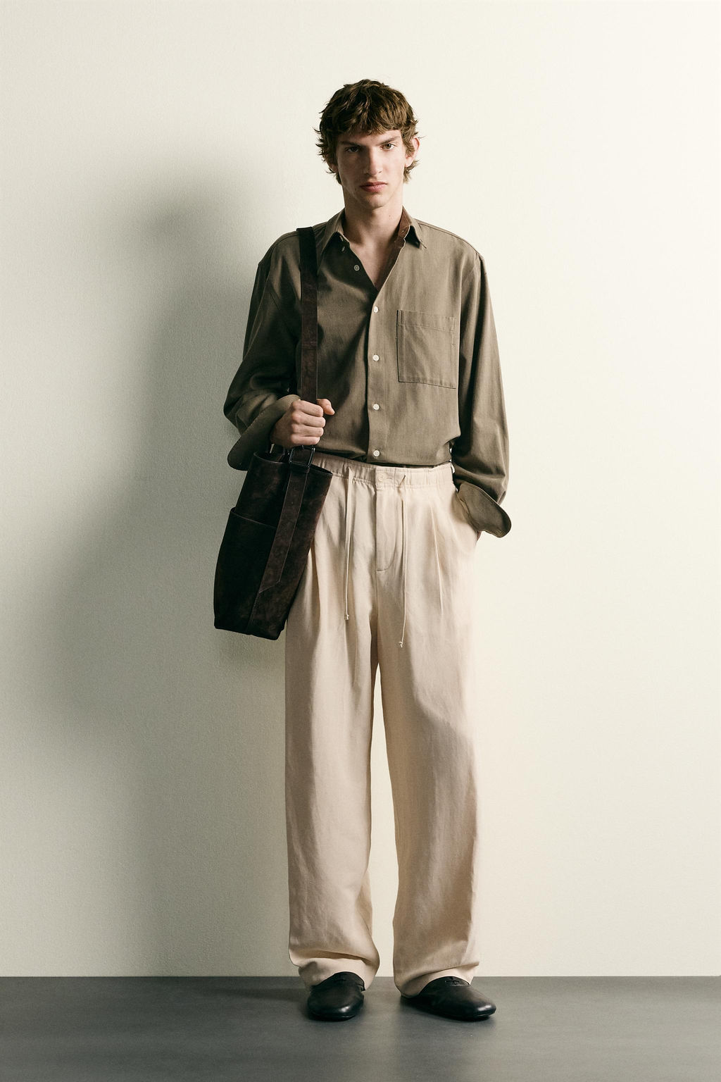 PANTAL?N RELAXED FIT VISCOSA - LINO / Crudo - Zara фото 10