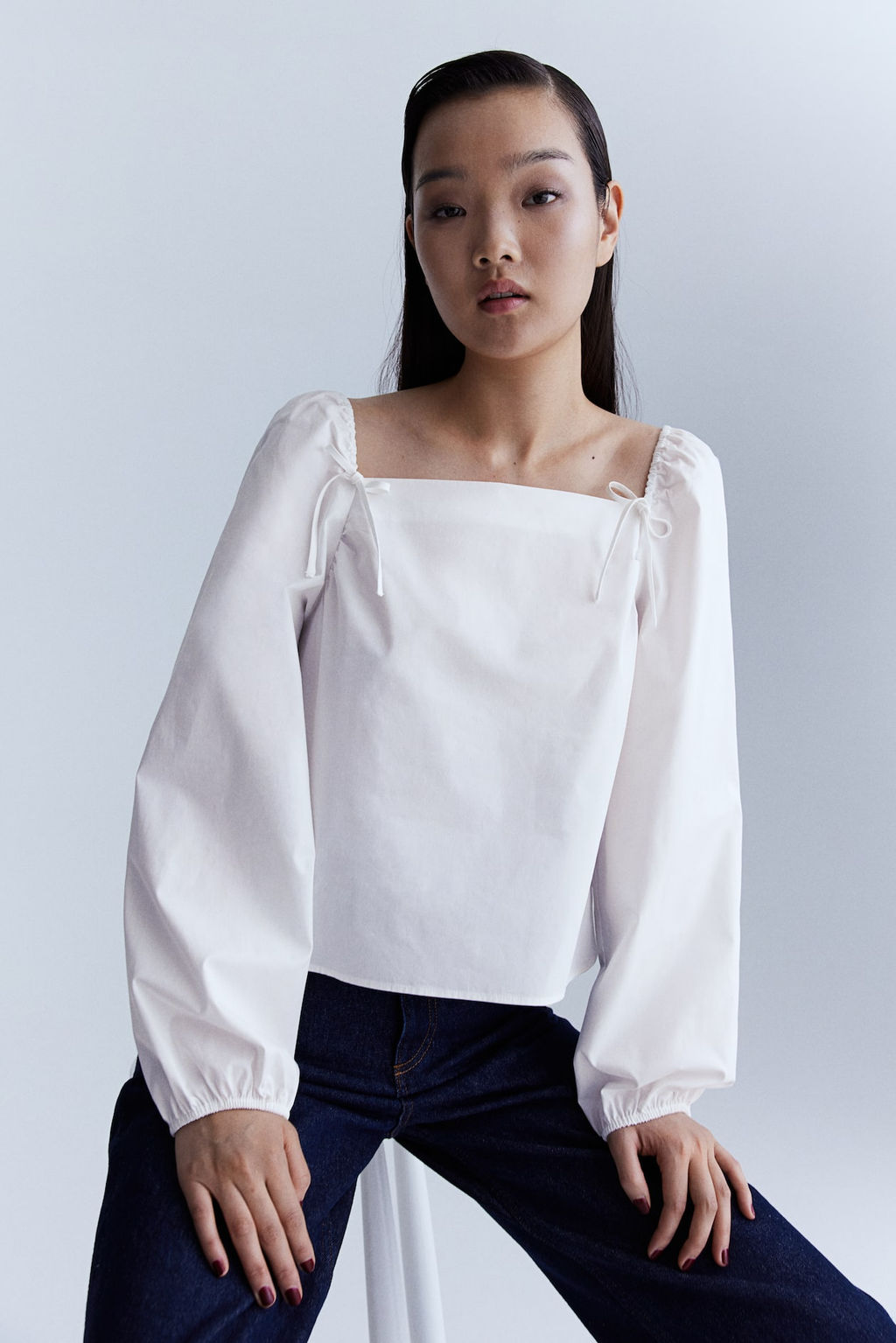 Blusa de algodon con lazos - H&m фото 3