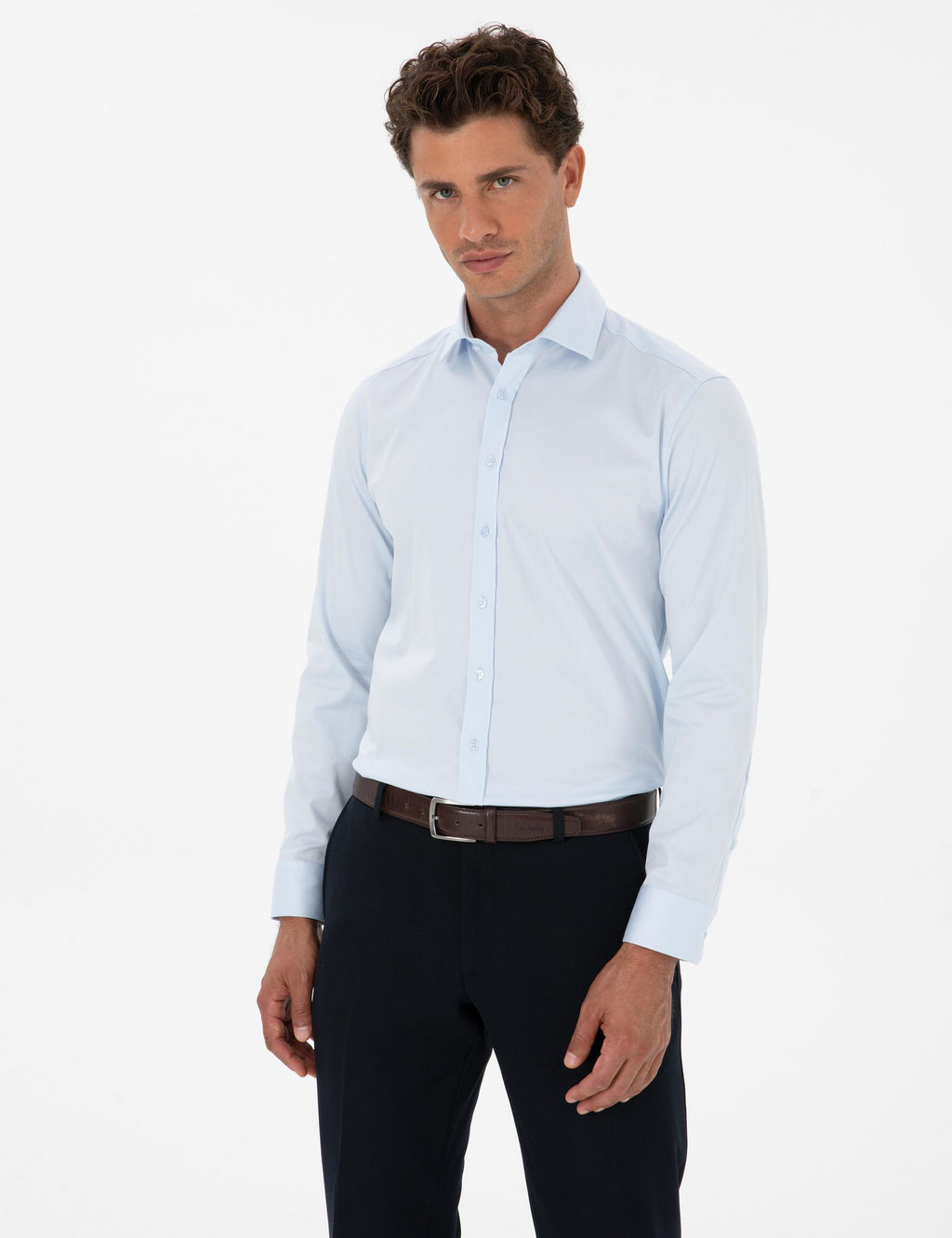 A__k Mavi Slim Fit Uzun Kollu Basic G_mlek - Pierre cardin фото 10