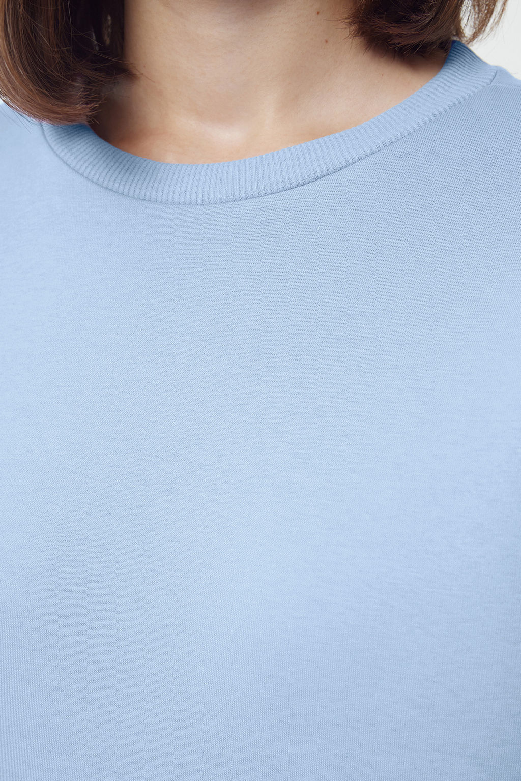 Ac?k Mavi Kal?n Ici Polarl? Regular/Normal Kal?p Bisiklet Yaka Basic Orme Sweatshirt TWOAW24SW00101