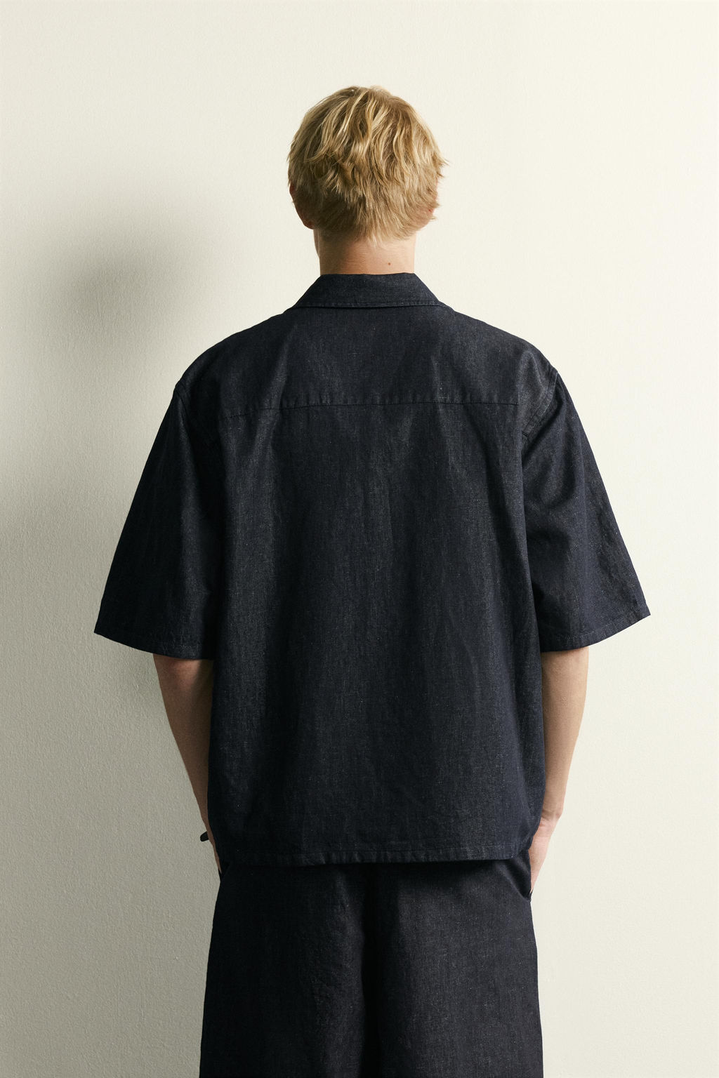 CAMISA DENIM BOXY FIT ALGOD?N - LINO / ?ndigo - Zara фото 3