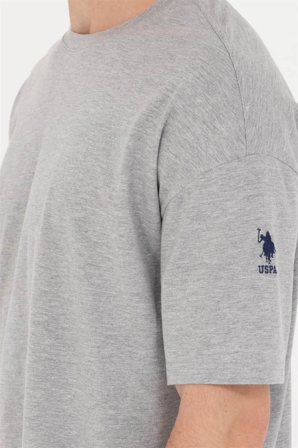 U. S. Polo Assn Мужская серая меланжевая комфортная длинная футболка с круглым вырезом - U.s. polo assn фото 14