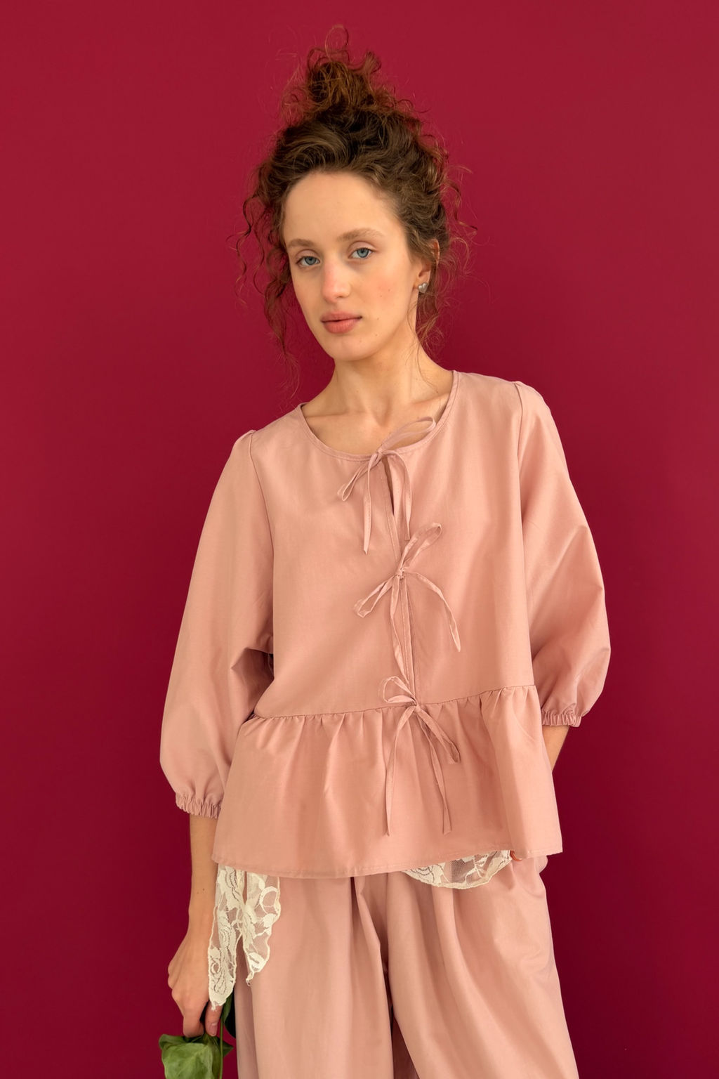 Блузка NATURE093/06/Пудровый