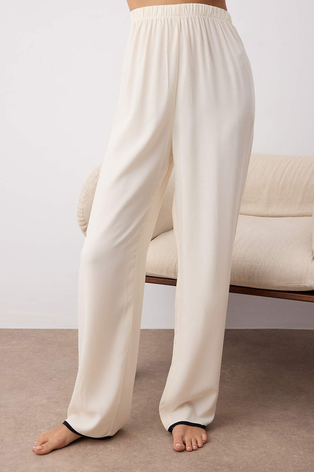 Ekru Biyeli Viskon Dokuma Pijama Tak?m? THMAW26PT00087 - Trendyolmilla фото 3