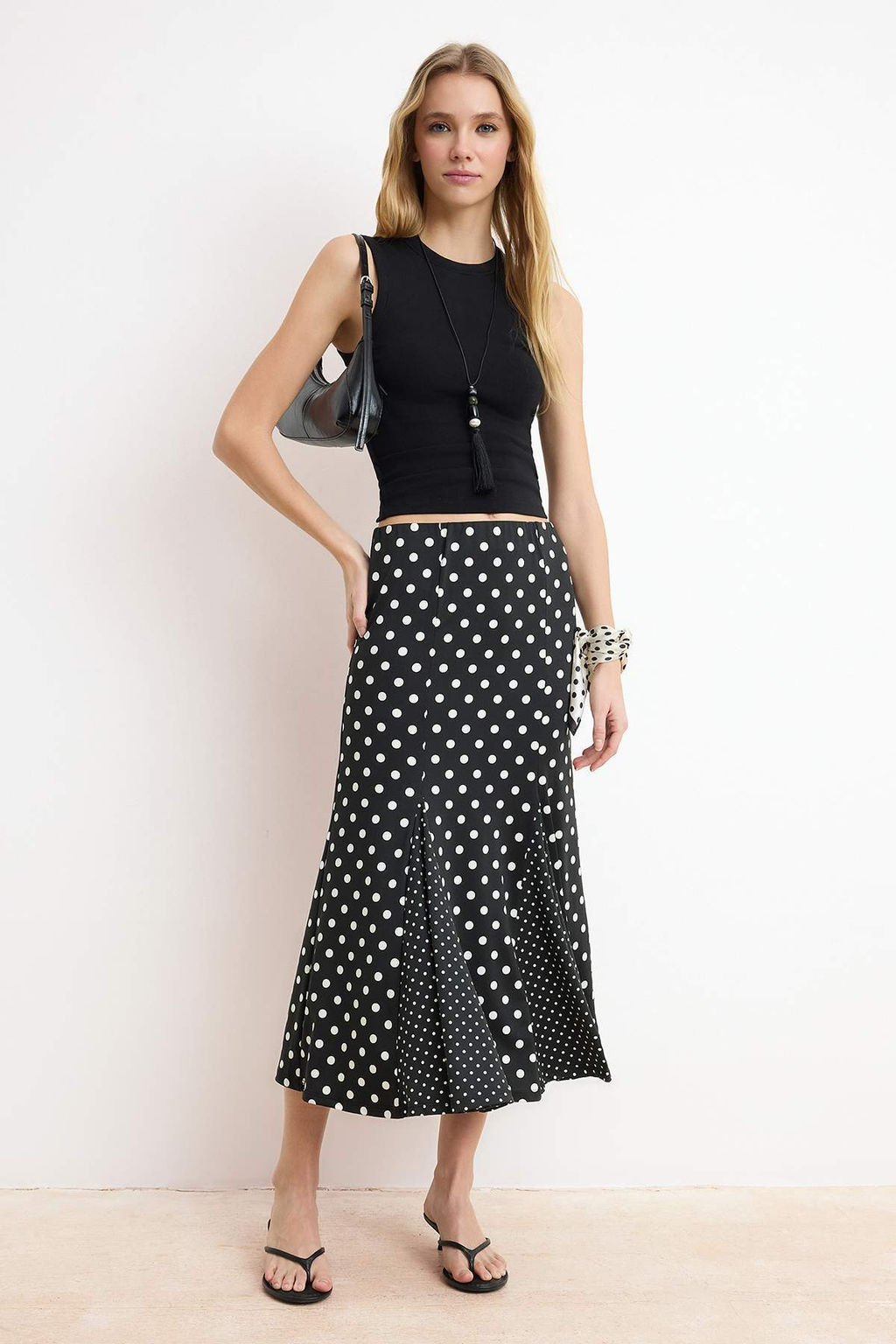 Kahverengi A-Kesim/Can Form Yuksek Bel Midi Esnek Orme Etek TWOSS26ET00063 - Trendyolmilla фото 5