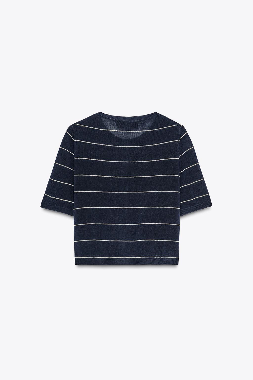 STRIPED KNIT CROPPED JACKET - Zara фото 7