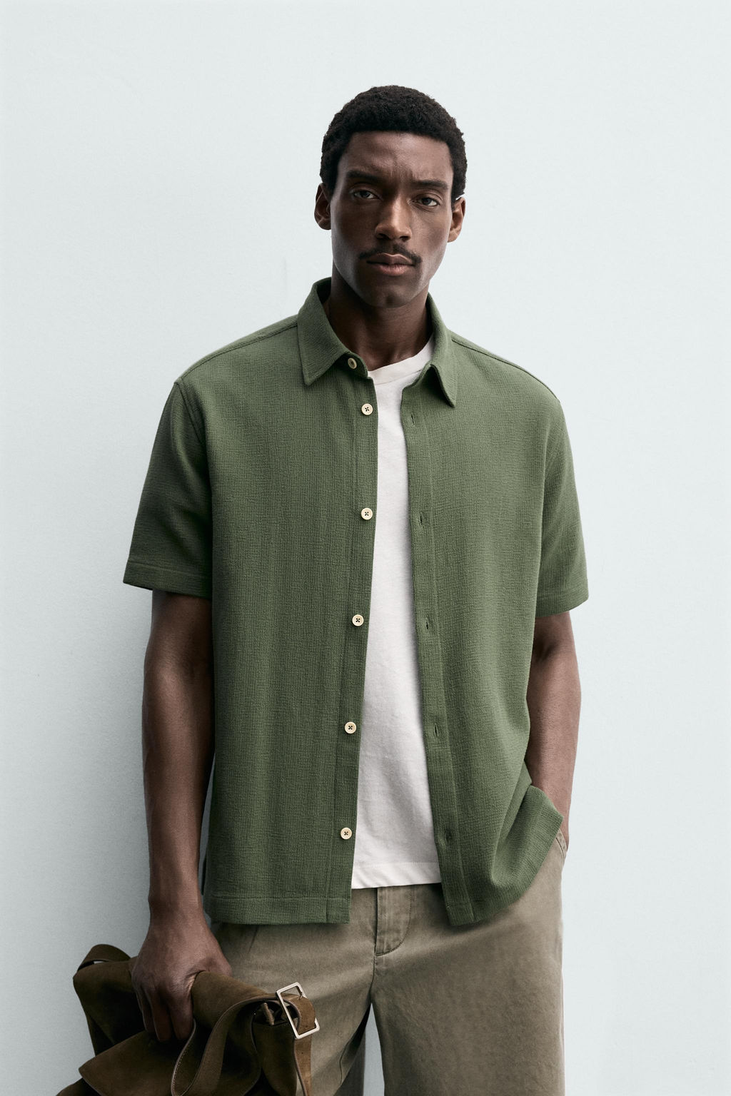 CAMISA REGULAR FIT ESTRUCTURA / Verde - Zara фото 2