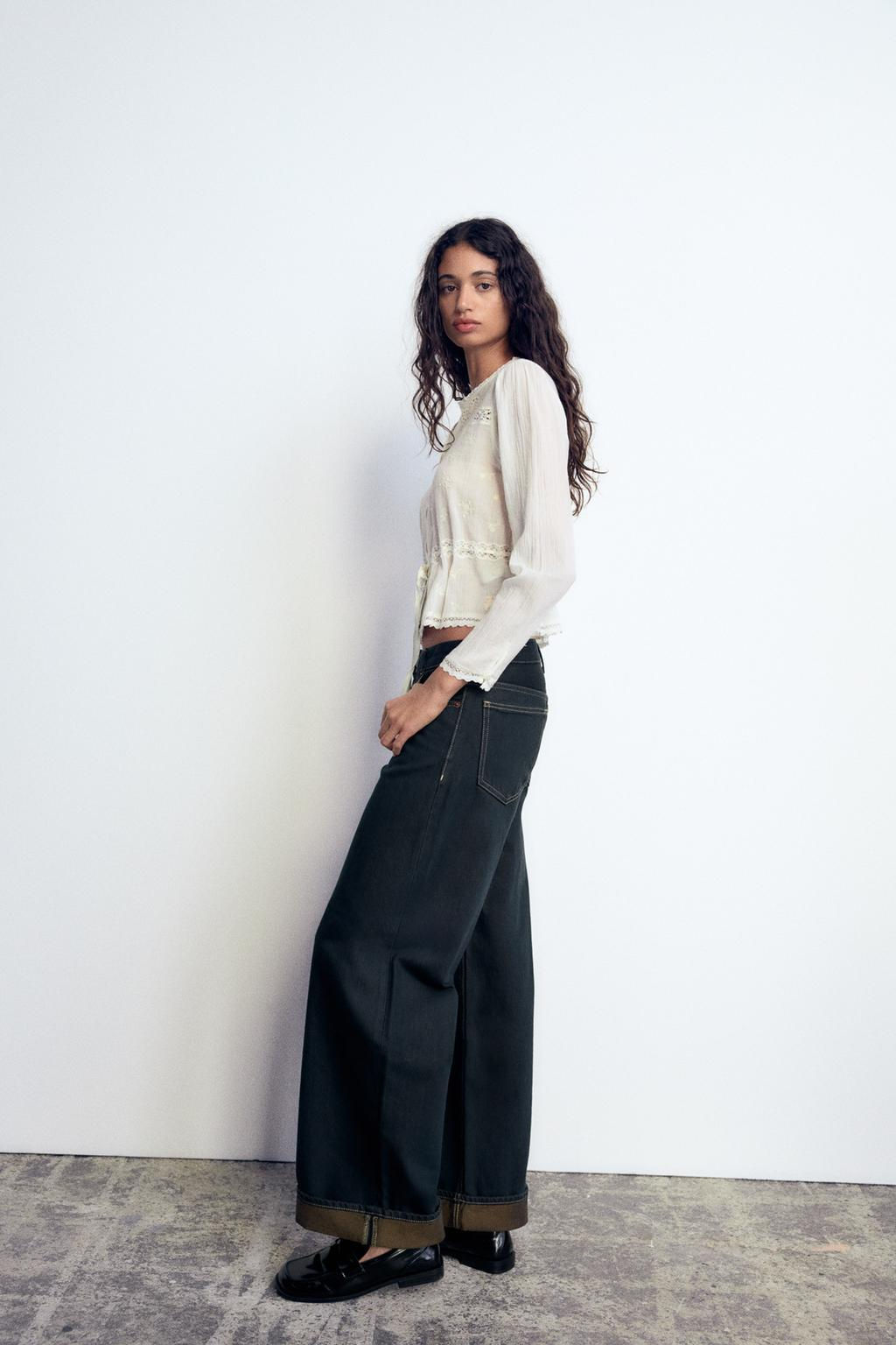 JEANS TRF RELAXED MINI FOLD UP LOW RISE - Zara фото 3