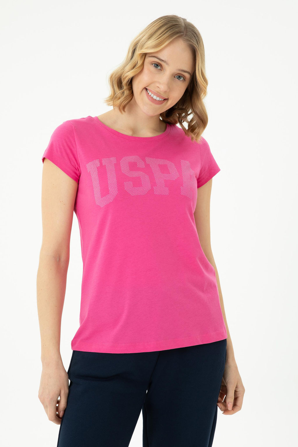 Женская базовая футболка цвета фуксии - U.s. polo assn фото 8