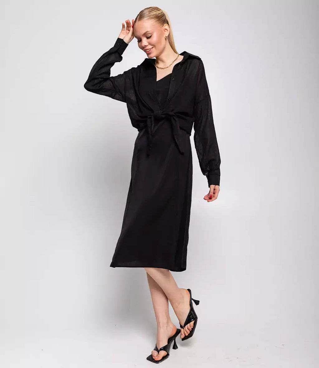 Комплект Платье+рубашка #ОБШ1443-4, чёрный