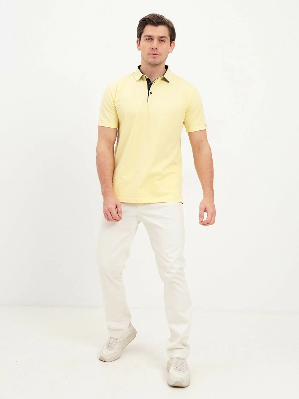 Джемпер мужской с воротником поло короткий рукав GREG G144-PO1246T-SA0048 (лимон)  фото 6