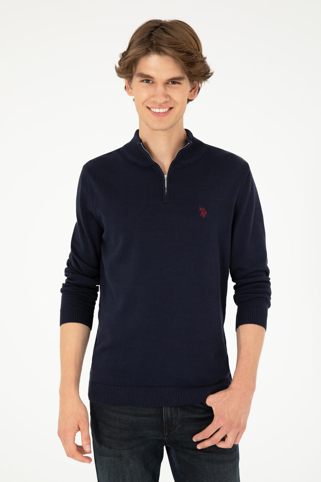 Мужской темно-синий базовый свитер - U.s. polo assn фото 3