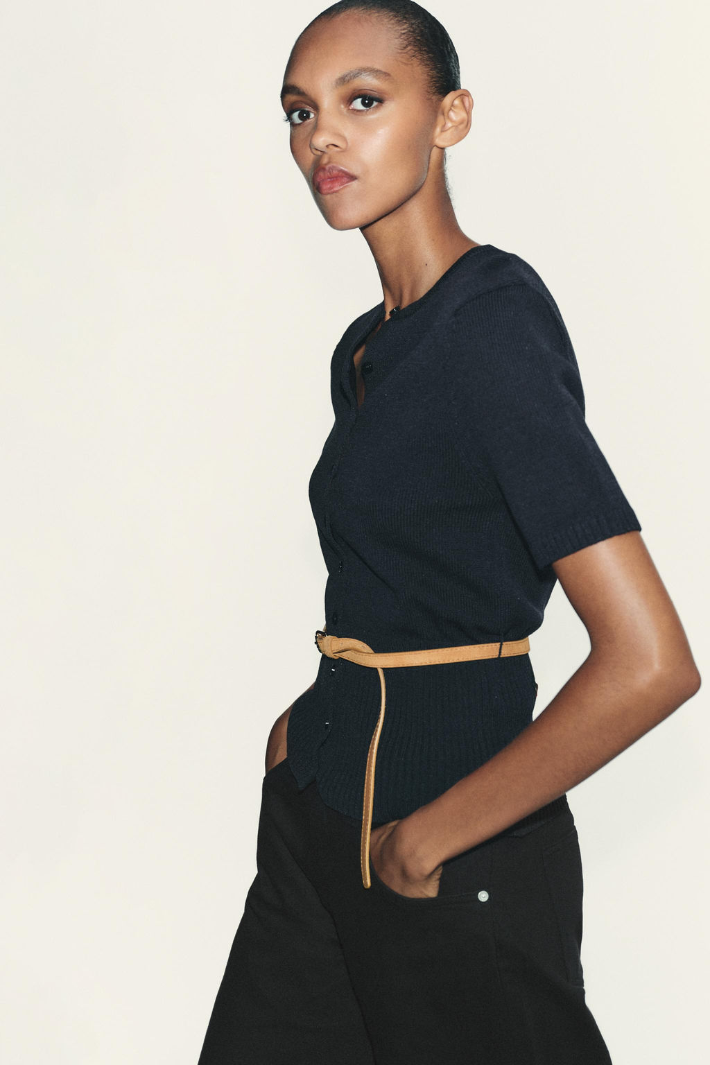 SHORT SLEEVE BELTED CARDIGAN - Zara фото 4