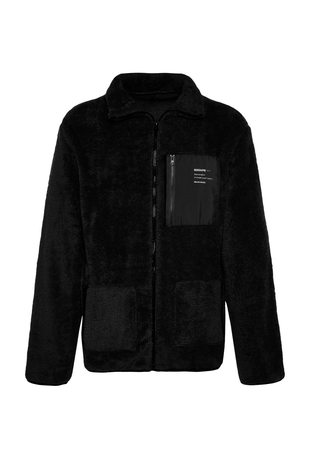 Siyah Unisex Regular/Normal Kesim Dik Yaka Fermuarl? Pelus H?rka-Sweatshirt TMNAW24SW00089