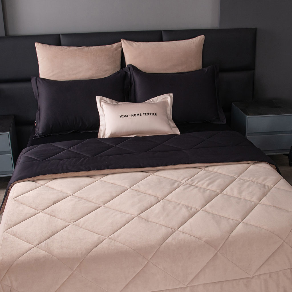 Комплект постельного белья на резинке Сатин Velvet Premium с Одеялом VPR009 180*200*25;160*200*25;140*200*25 Евро 4 Наволочки