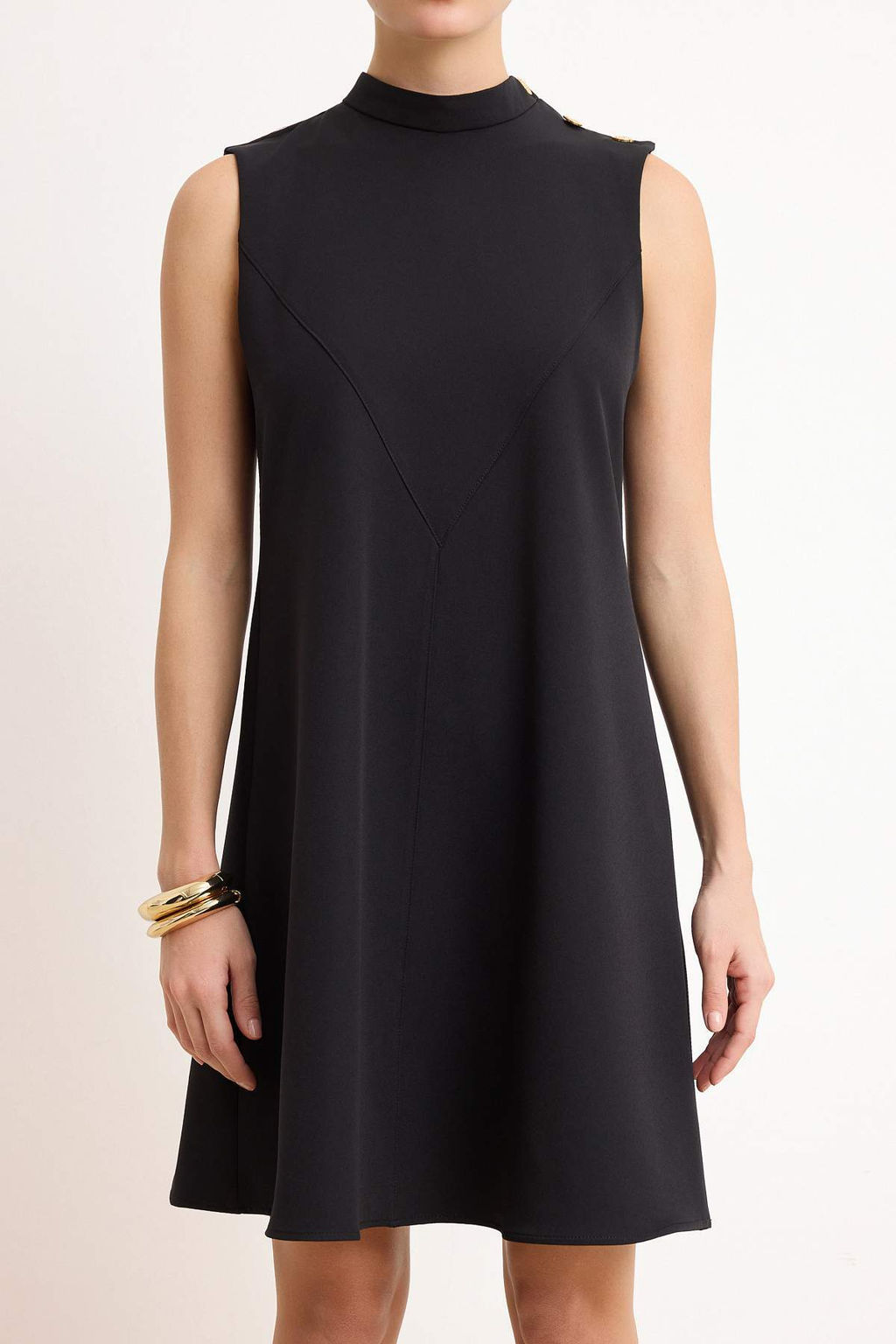 Siyah Duz Dugme Detayl? Mini Dokuma Elbise TWOSS26EL00300