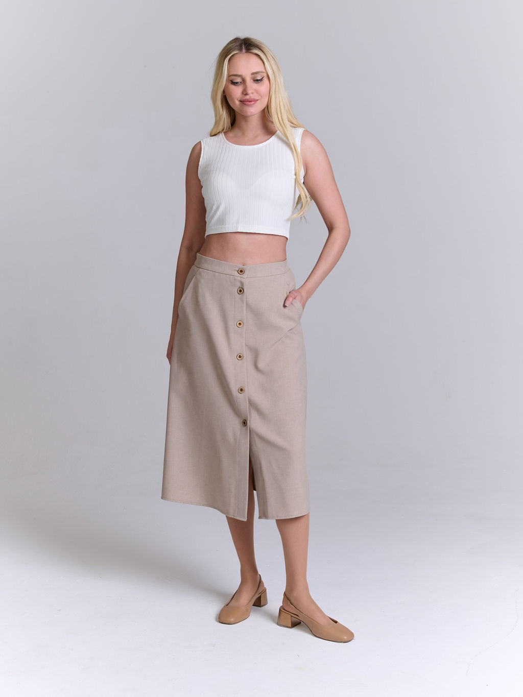 льняная юбка с резинками по бокам - Трика фото 4