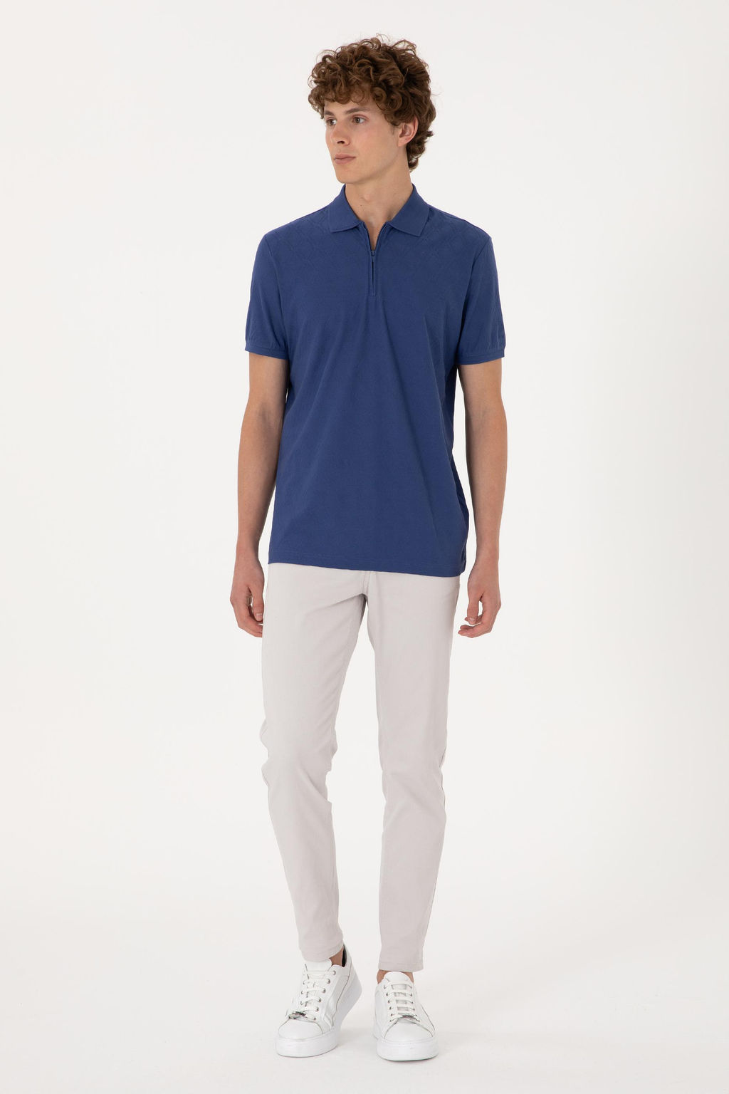 Erkek Regular Fit Fermuarl_ A__k Lacivert Desenli Ti__rt Sepette S_rpriz _ndirim - U.s. polo assn фото 4
