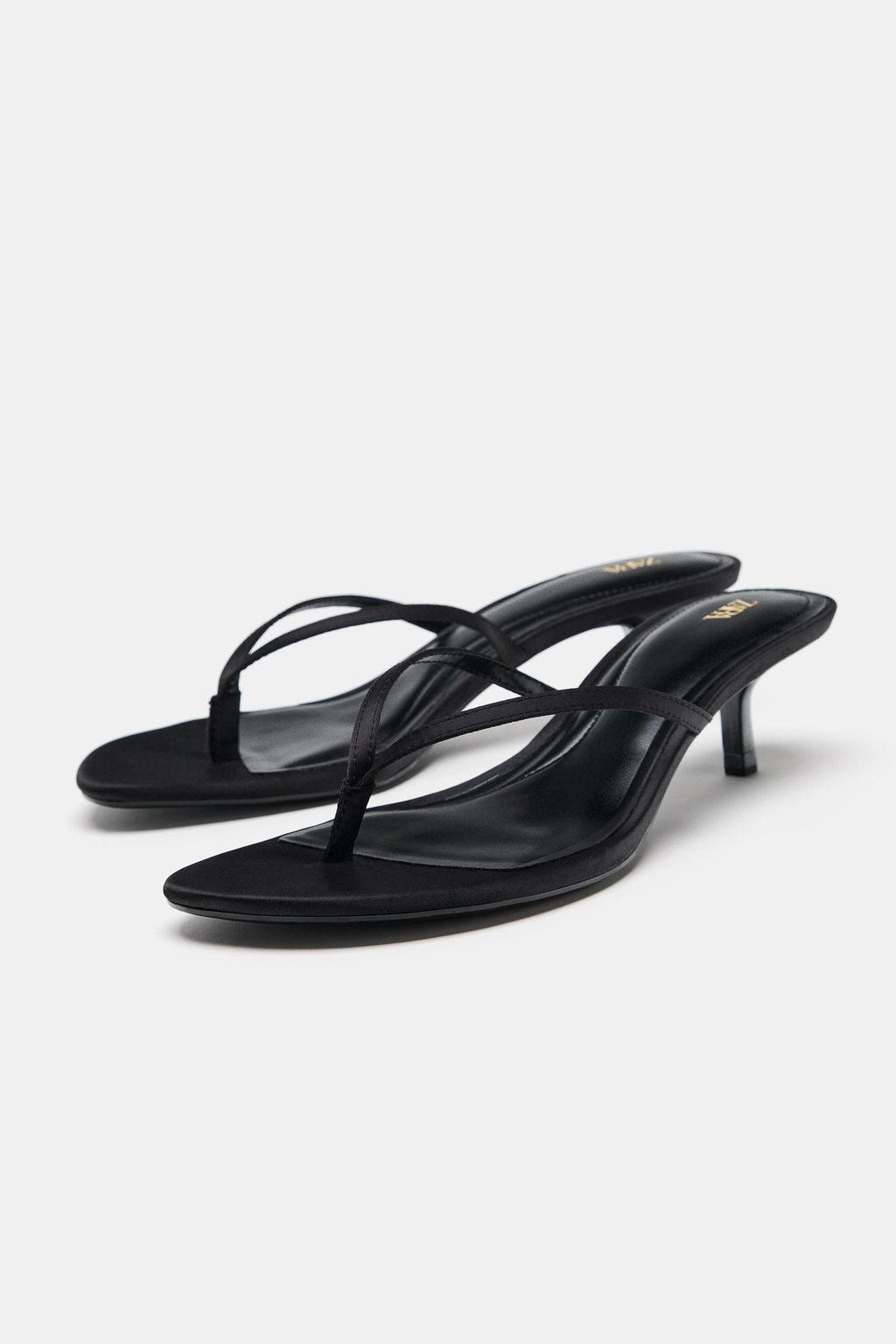 SATIN KITTEN HEEL SANDALS - Zara фото 4
