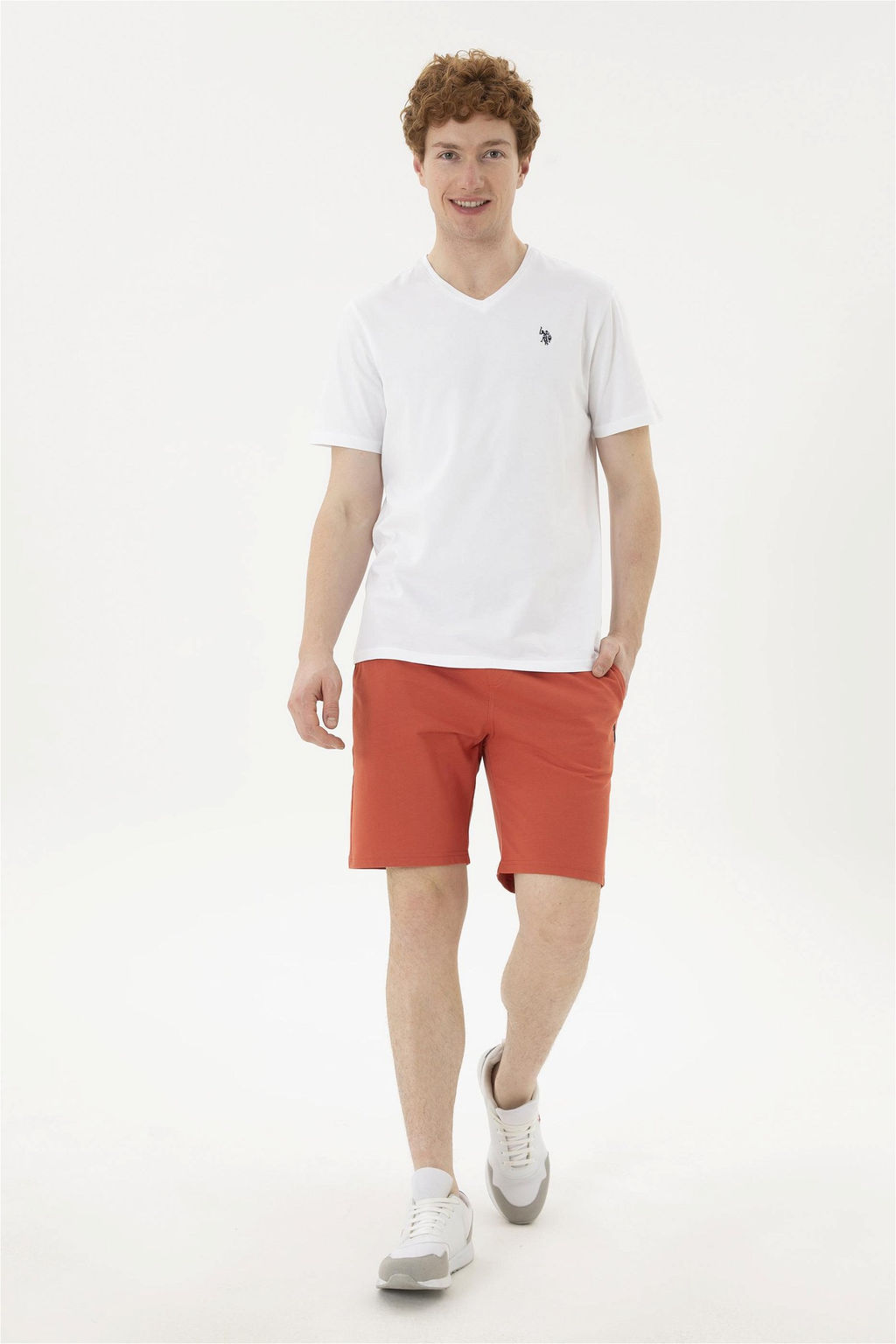 Мужские трикотажные шорты пудрового цвета - U.s. polo assn фото 3