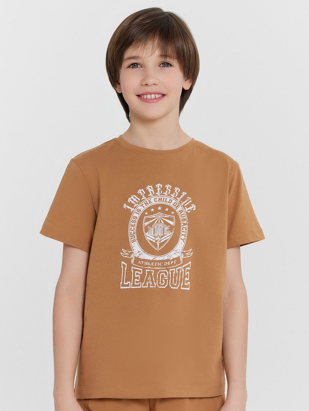 Комплект домашний для мальчиков коричневый с принтом Mark Formelle