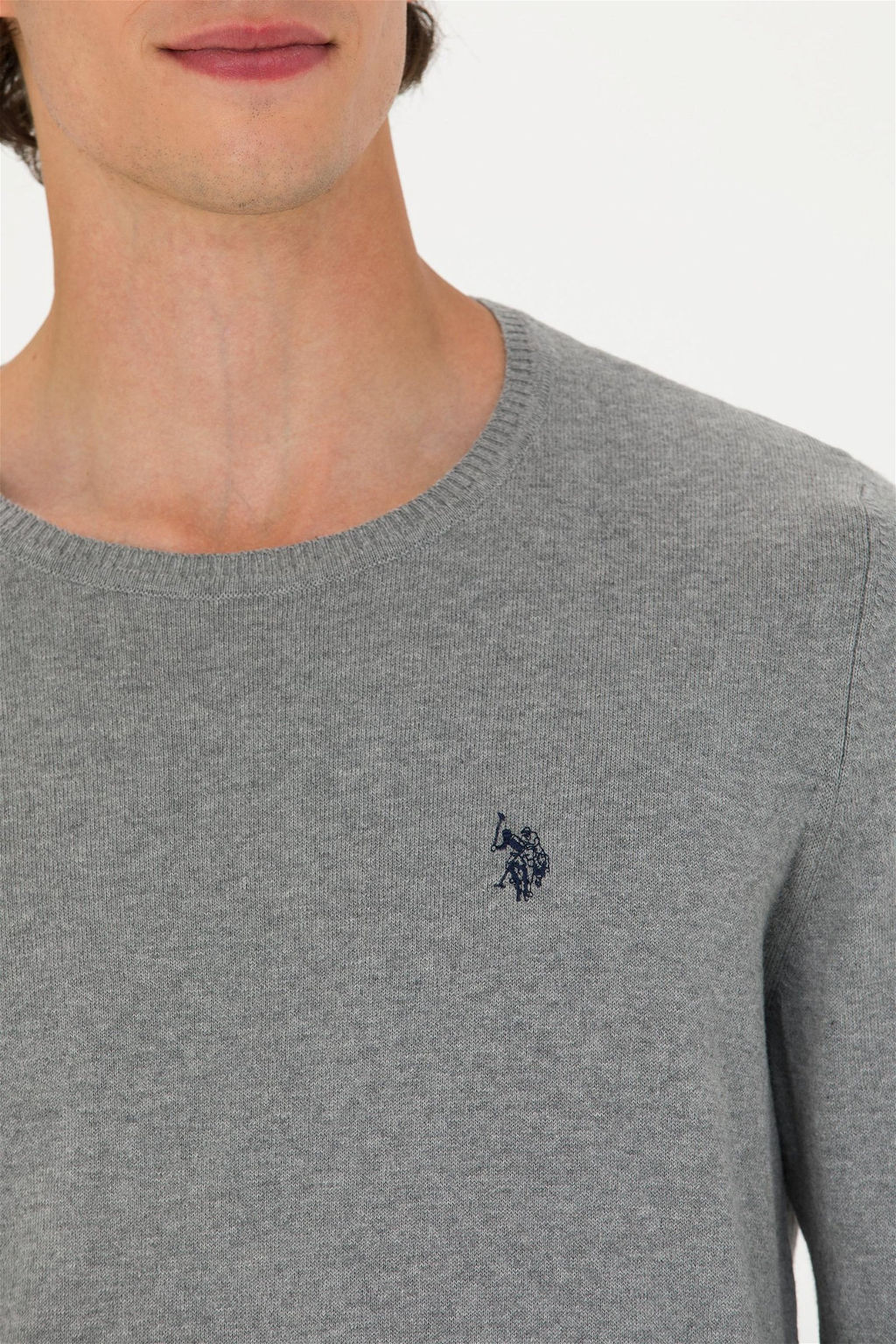 U. S. Polo Assn Мужской серый меланжевый базовый свитер - U.s. polo assn фото 7