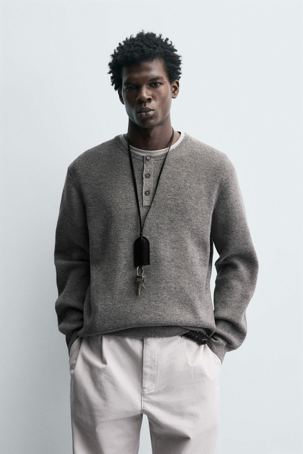 RIBBED BUTTON-NECK JUMPER - Zara фото 2