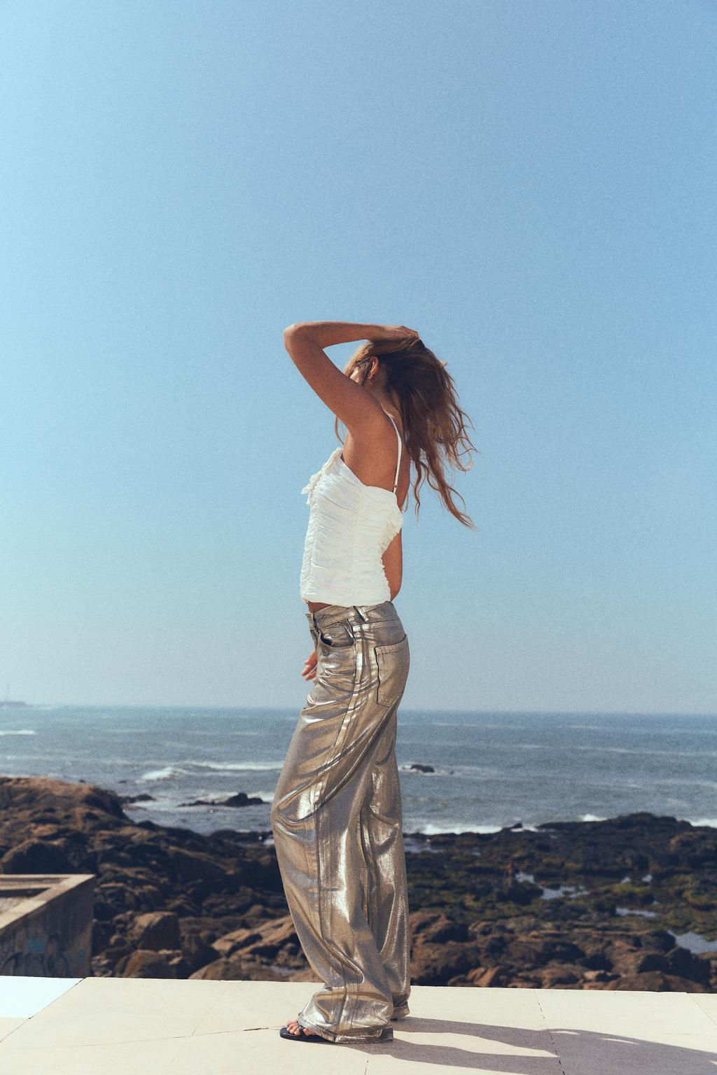 TRF LOOSE FOIL MID-WAIST JEANS - Zara фото 3