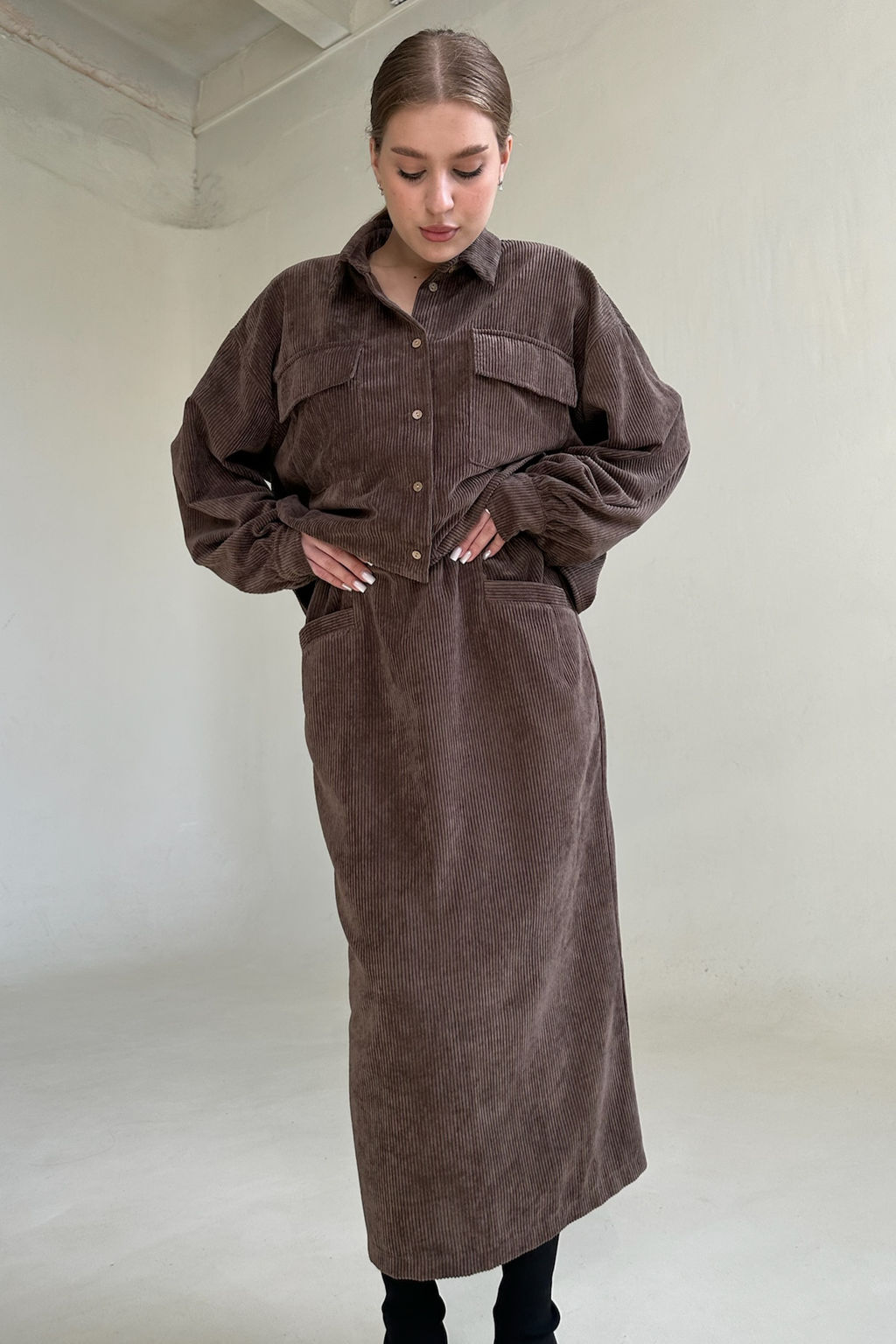 Рубашка вельвет 080/02/Коричневый - M&G all natural фото 5