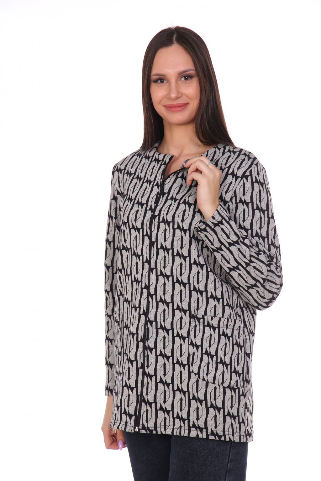 Т0281 Кардиган женский жаккард серый - АстраТекстиль фото 2