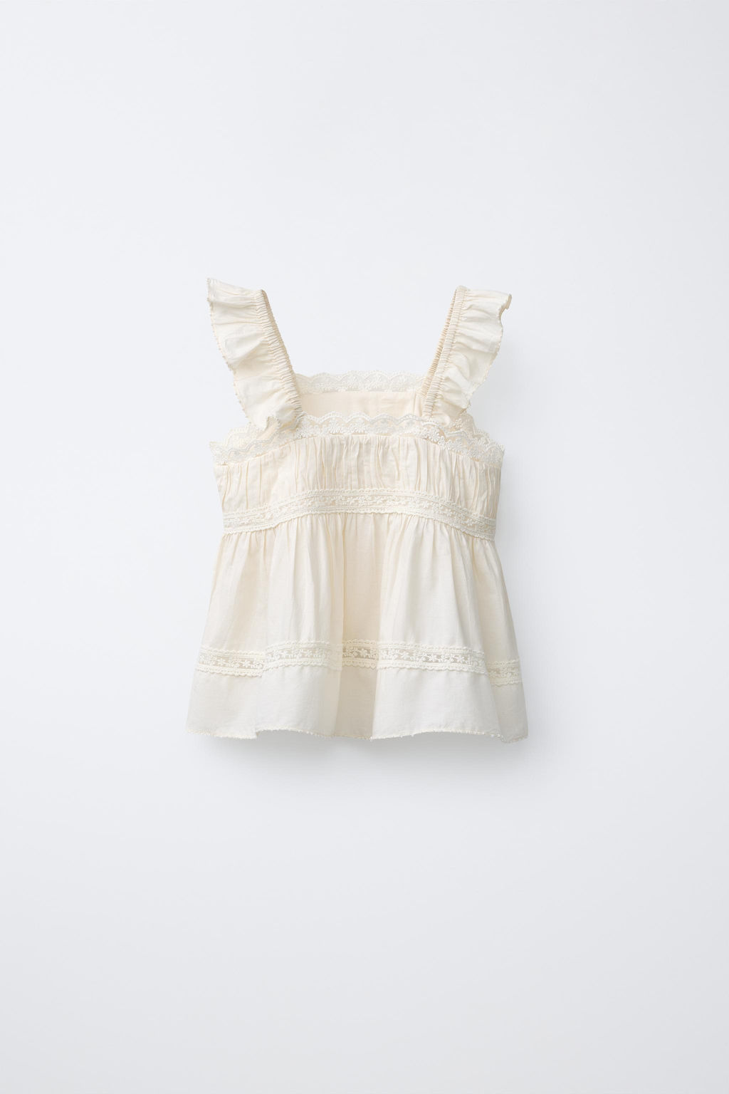 BLUSA ENCAJE / Crudo - Zara фото 3