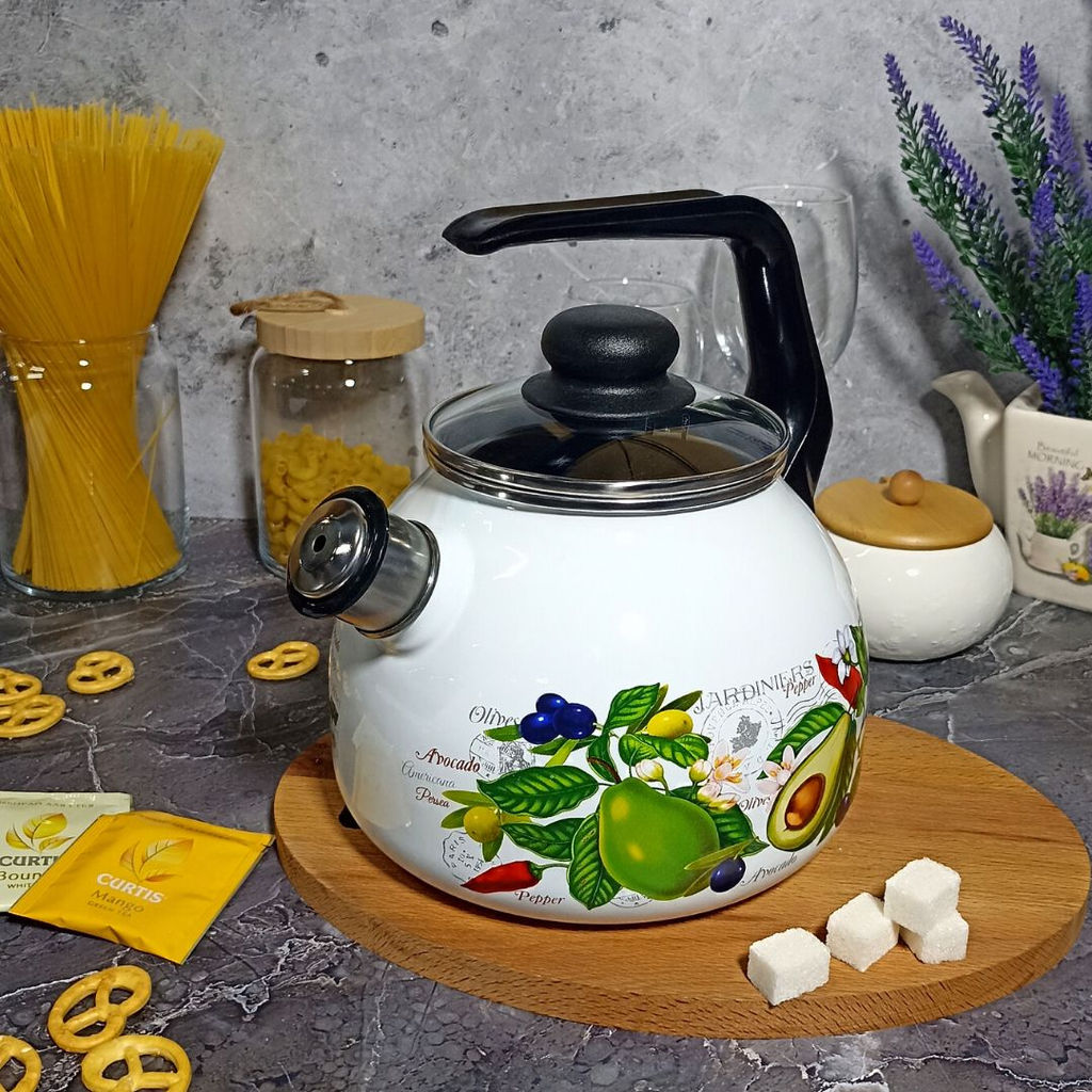 Чайник для плиты 3,0л. со св. сферич. "Авокадо" белосн. 4с209я