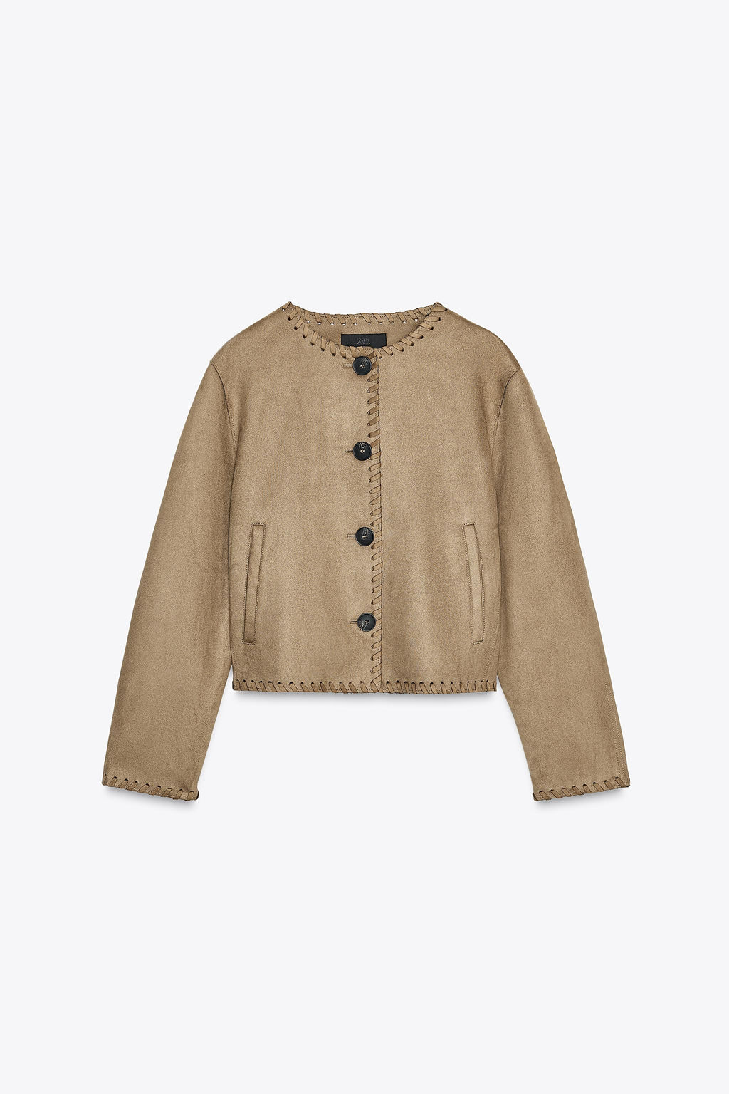 FAUX SUEDE JACKET WITH BRAIDED TRIM - Zara фото 7
