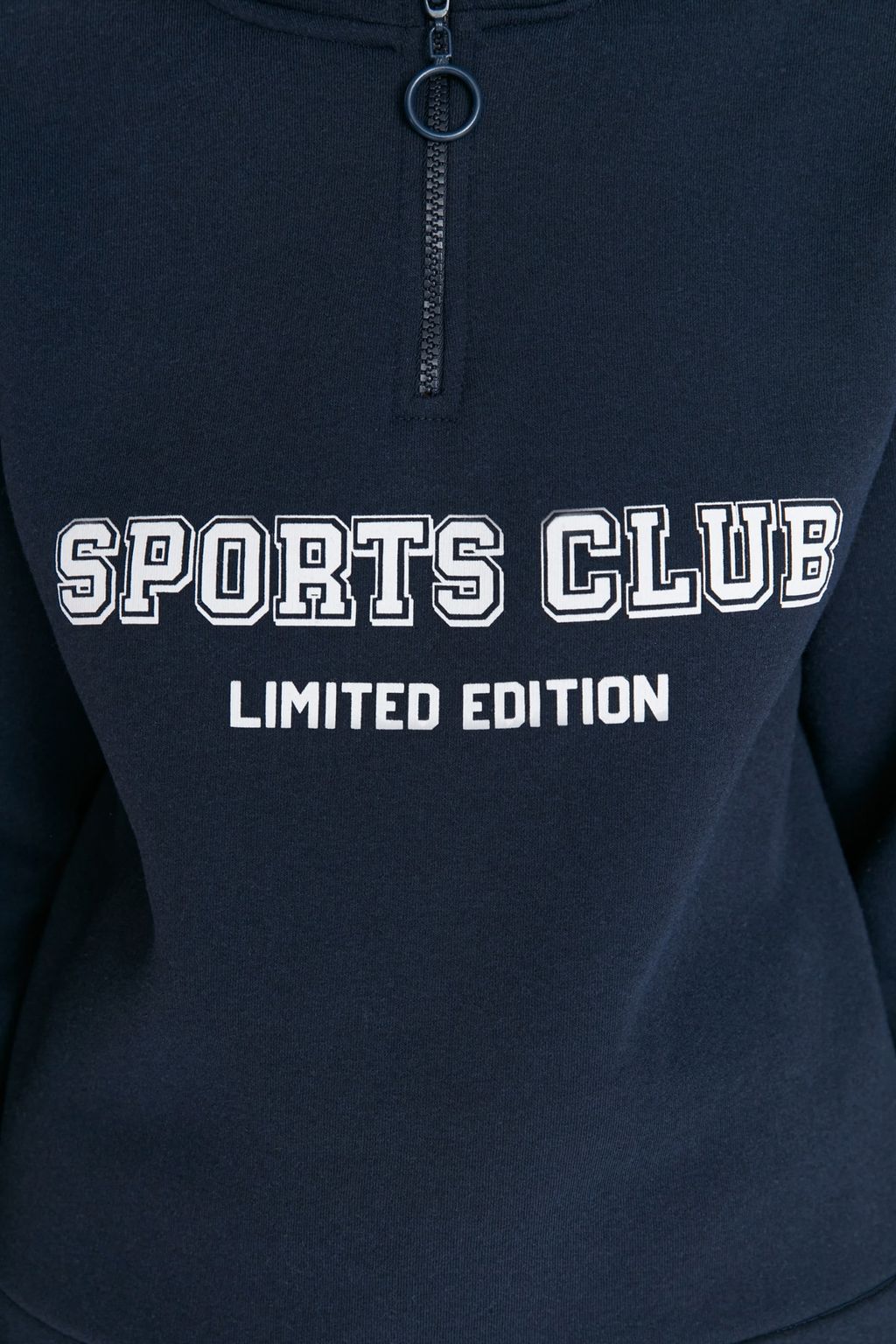 TRENDYOLMILLA Lacivert Regular/Normal Kal?p Sloganl? Fermuarl? Kal?n Ici Polarl? Sweatshirt TWOAW23SW00703  фото 3