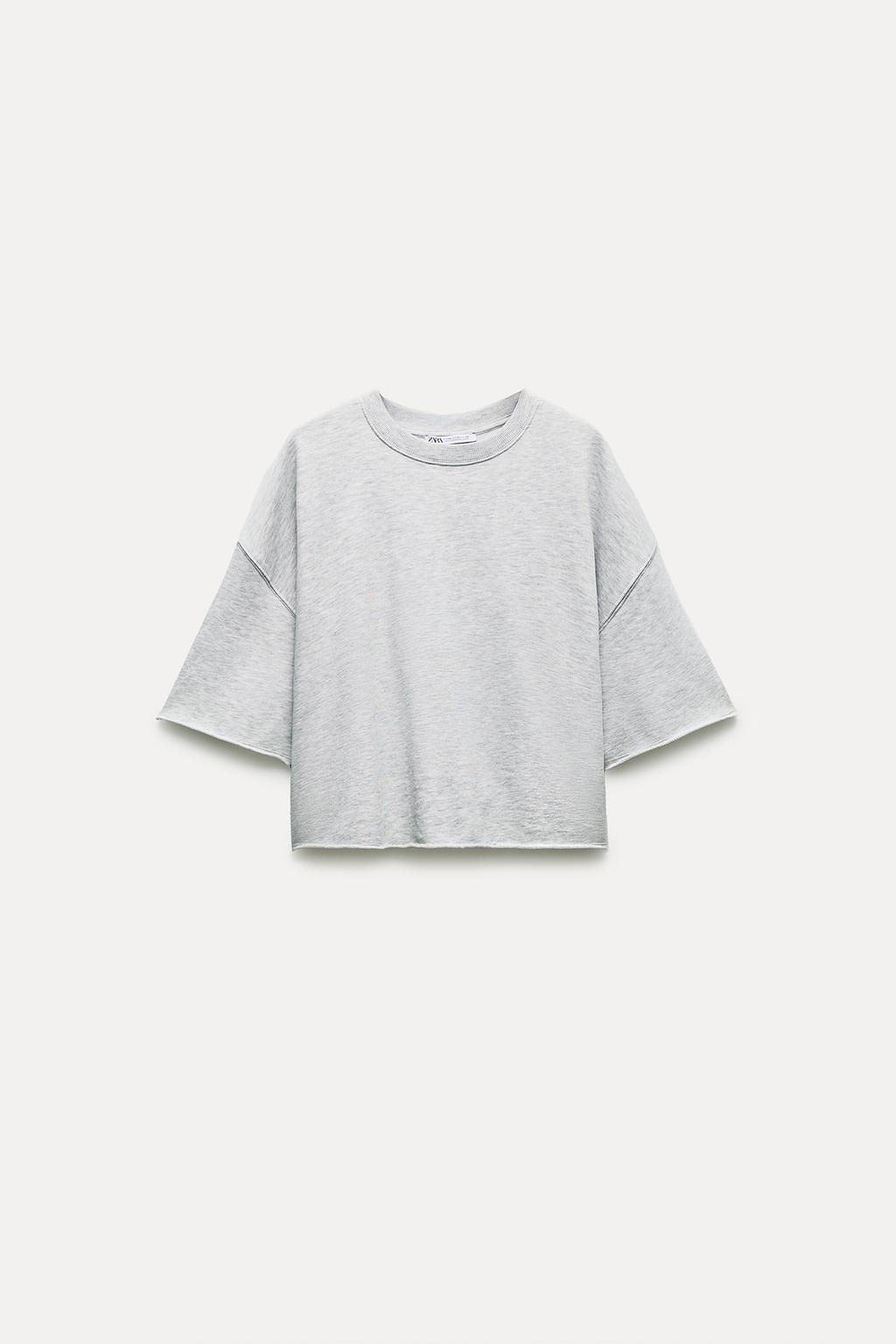 SHORT SLEEVE RIBBED PLUSH SWEATSHIRT - Zara фото 10