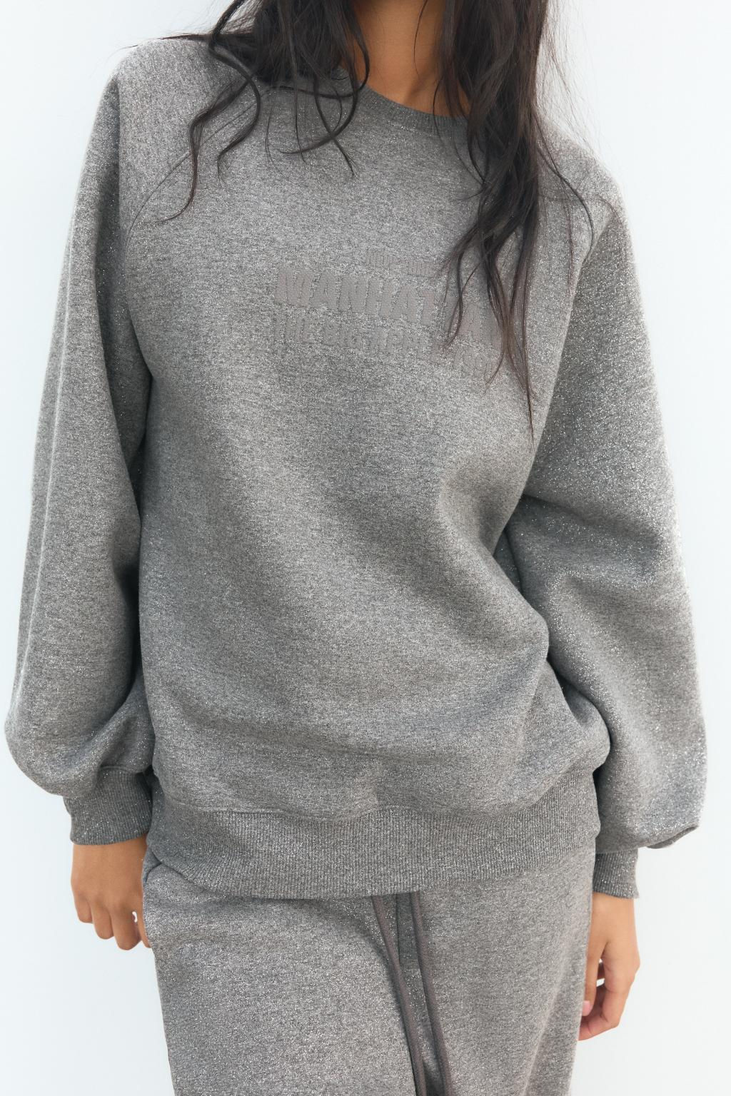SHINY SLOGAN PLUSH SWEATSHIRT - Zara фото 3