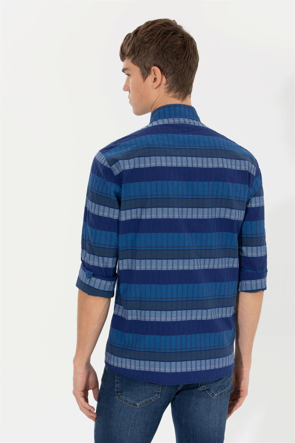 U. S. Polo Assn / Мужская синяя рубашка с длинным рукавом - U.s. polo assn фото 11