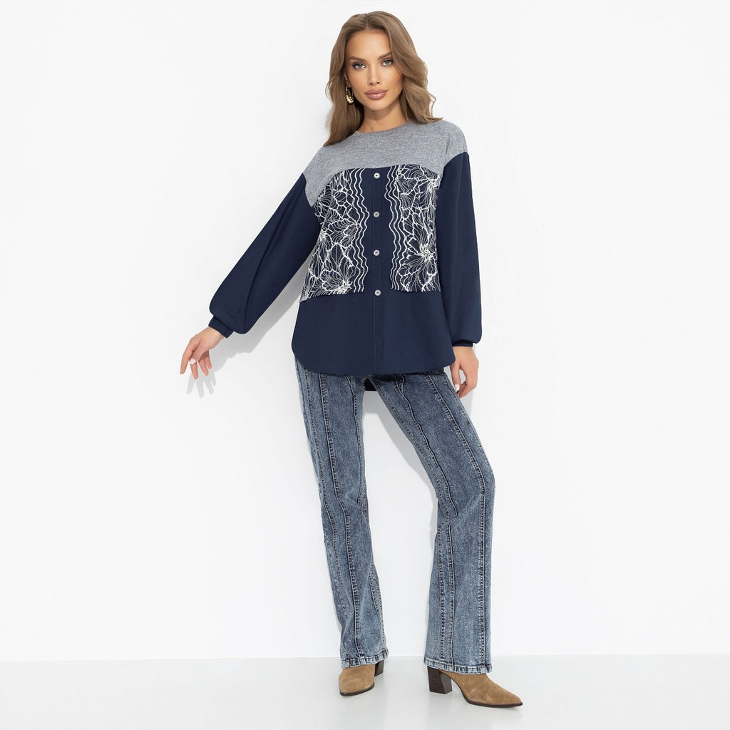 Свитшот комбинированный, Стиль по-взрослому (скай) - Charutti фото 4